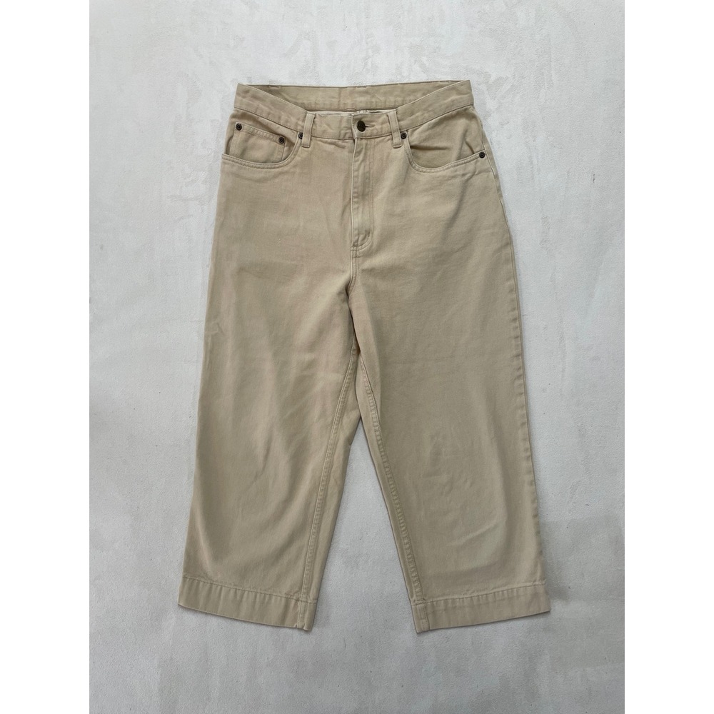 LL Bean Womens Khaki Beige High Rise Cropped Chino Pants 12 Reg 0PL80